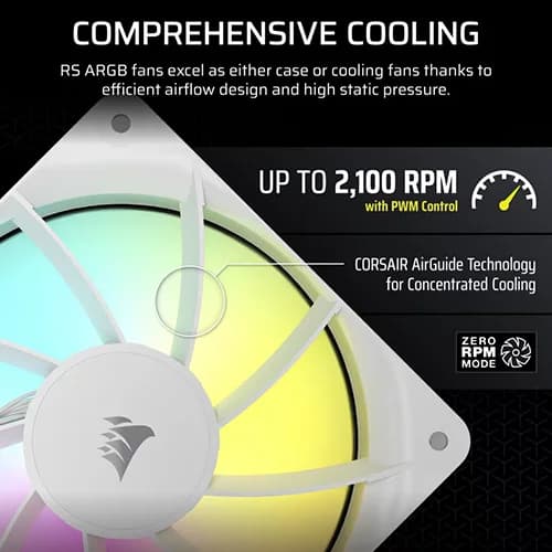 Corsair RS120 ARGB White 120mm PWM Cabinet Fan